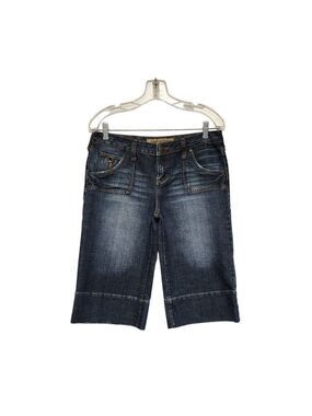 Hint Jeans Distressed Hem & Pockets Wipe Leg Cropped Capris Size 9
